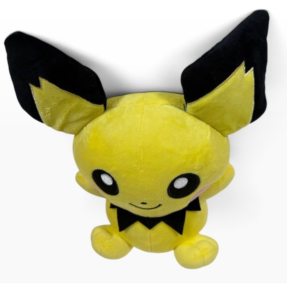 Nintendo Pokemon Sitting Pichu Plush – Yellow & Black Stuffed Mouse Toy Cut Tags - Picture 5 of 8